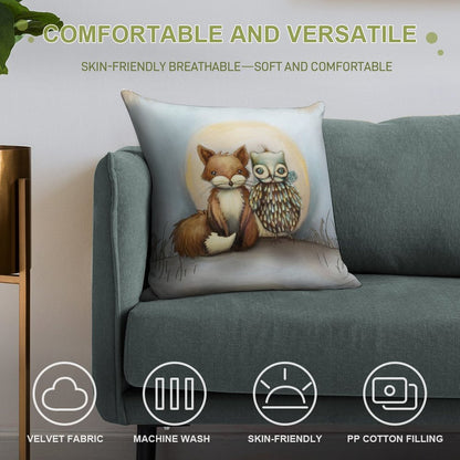 Fox And Owl Soft Durable Construction Throw Pillow