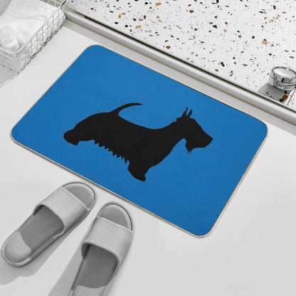 Scottish Terrier Dog Silhouette - Black on Scottish Saltire Blue Background  Rapid-Drying Bath Mat