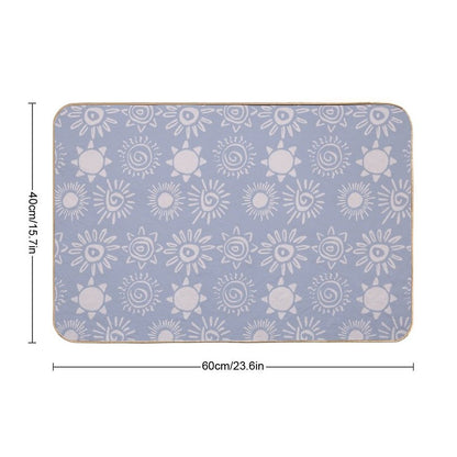 Magical Sun Bohemian Dreamy Aesthetic In Muted Colors Pigeon Blue  Anti-Trip Bath Mat