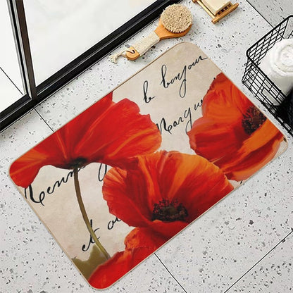 Coquelicots Rouge I  Repositionable Bath Mat