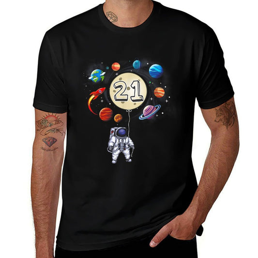 21 Years Old Birthday Astronaut Design For 21st Birthday  Moisture-wicking T-Shirt