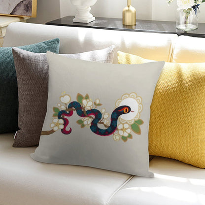 Snake And Flowers 2 Soft Hidden Zipper Throw Pillow