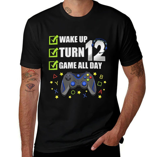 12 Year Old Gamer Birthday Party Video Gaming 12th Gift  Summer-ready Fabric T-Shirt