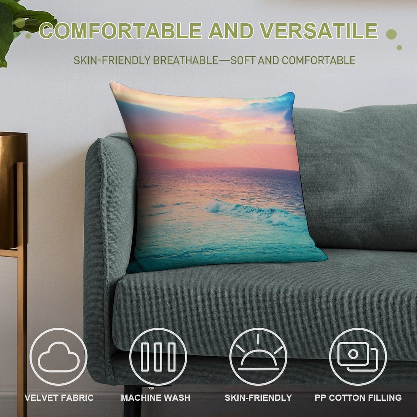 Hookipa Surf Sunset Soft Warmth Comfort Throw Pillow