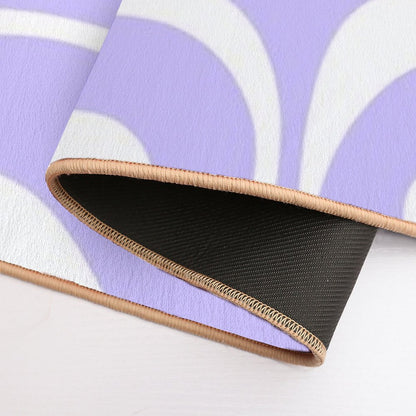 Retro Modern Liquid Swirl Abstract Pattern Square in Light Purple And White  Stain-Proof Bath Mat