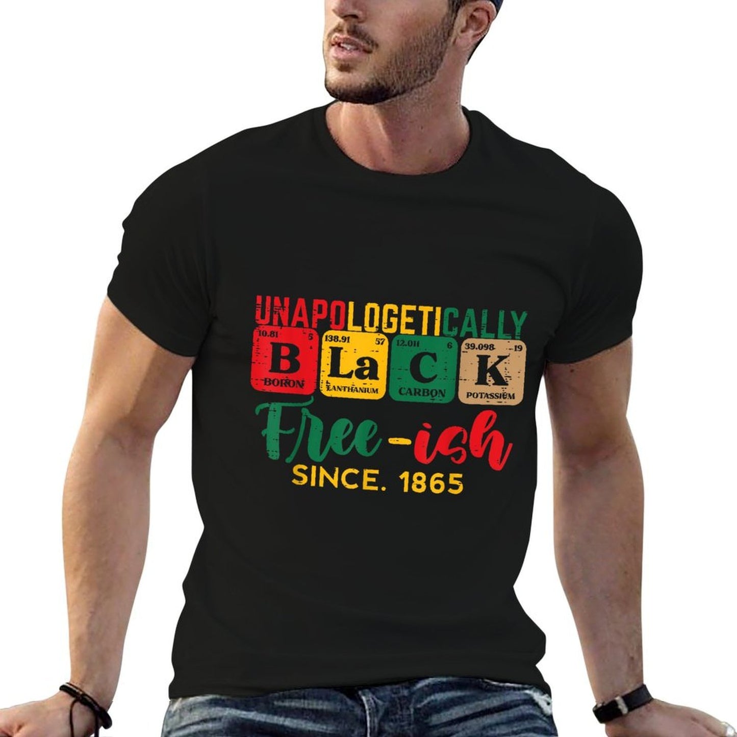 Juneteenth Unapologetically Black Periodic Women Men Kids  Heathered Texture T-Shirt
