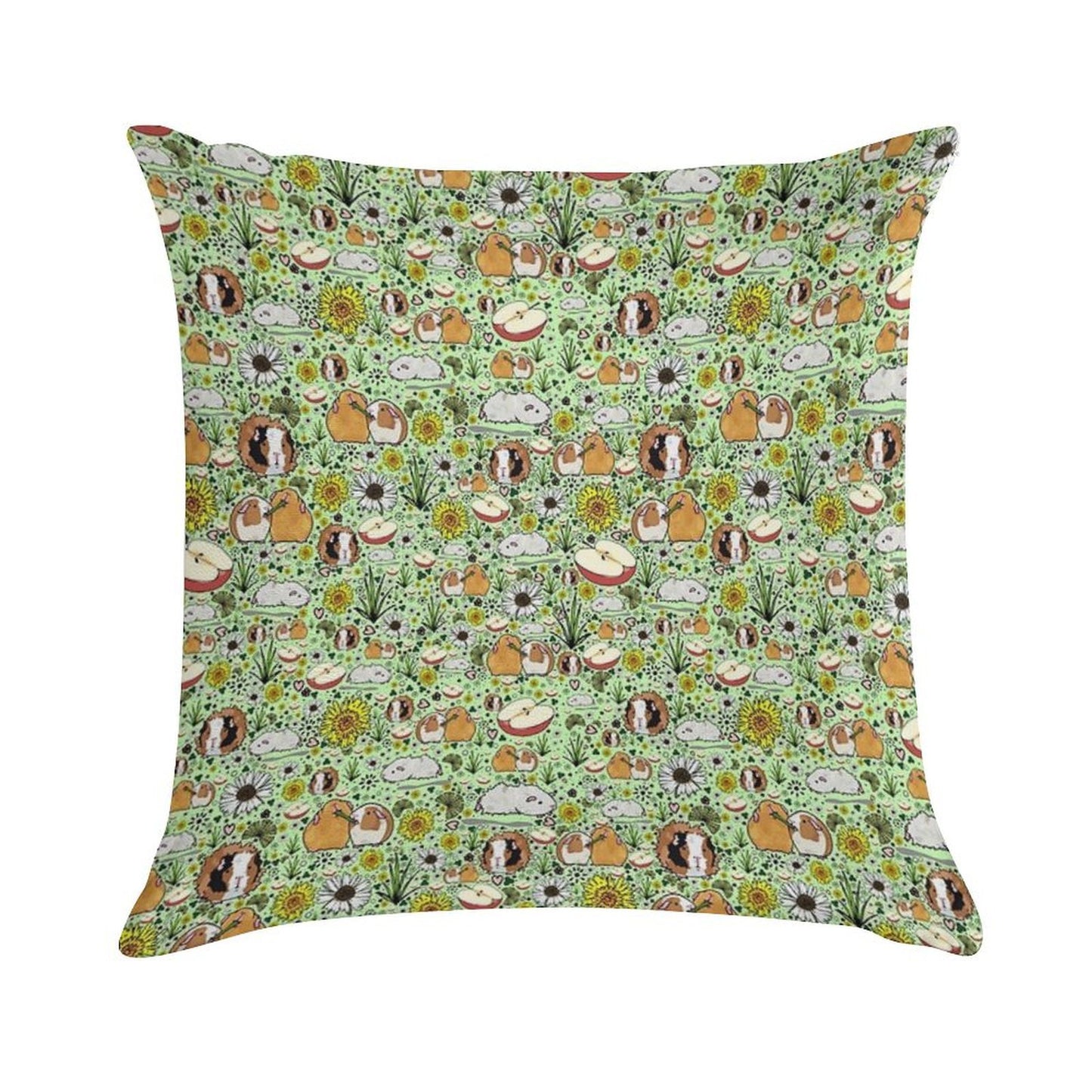Guinea Pigs in Green Soft Decorative Cover Throw Pillow