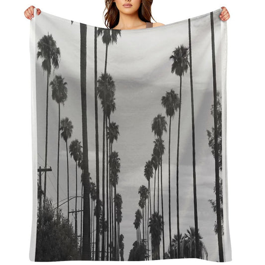 Vintage Black & White California Palm Trees Photo Durable Throw Blanket