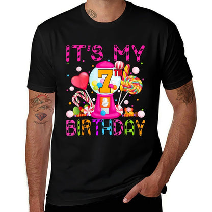 Its My 7th Birthday Candy Candyland Birthday Girl 7 Year Old  Easy-care T-Shirt