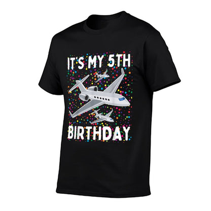 It's My 5th Birthday Airplane 5 Year Old Birthday Boy Girl Comfortable T-Shirt