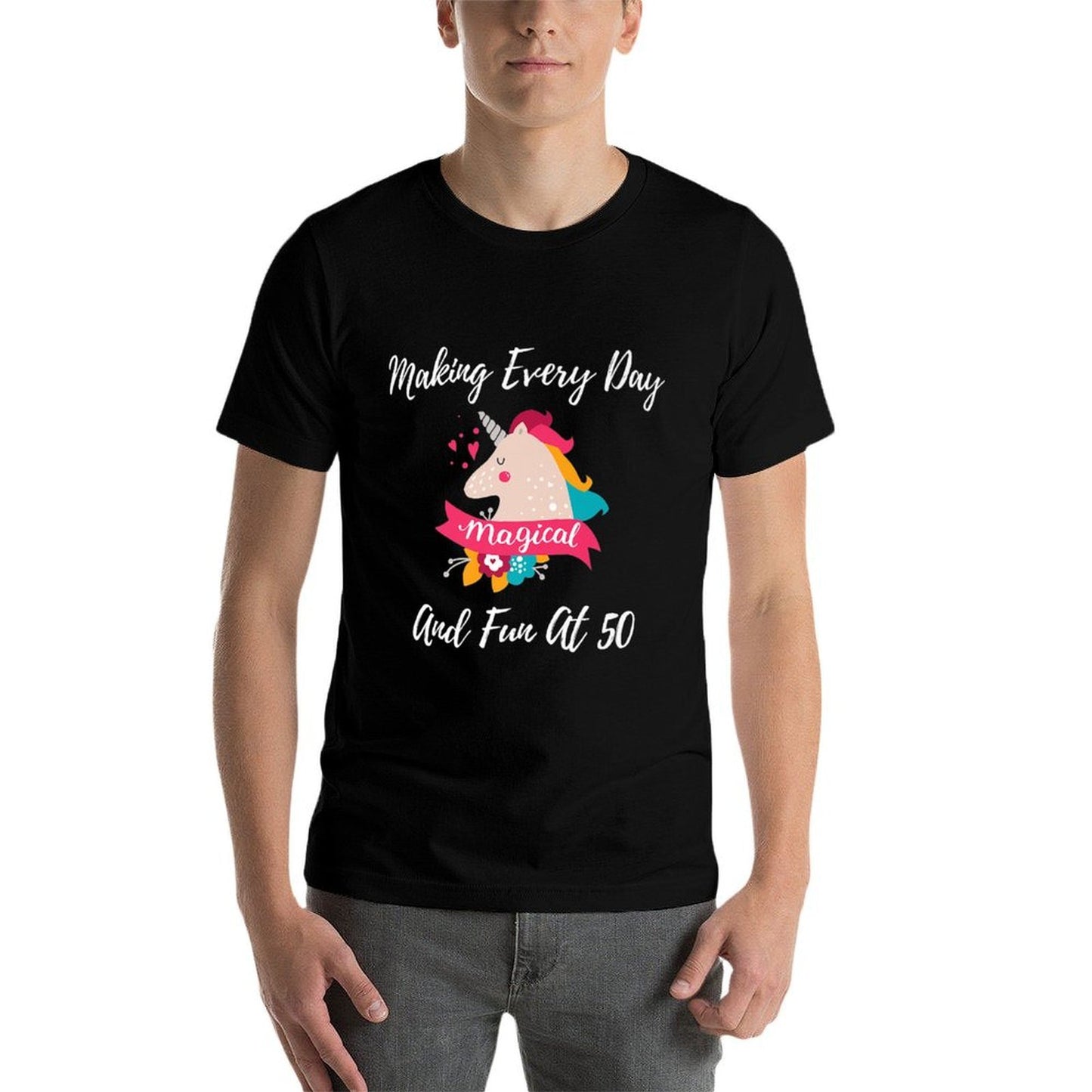 Magical Unicorn 50th Birthday Party - Fabulous Fun At 50 Premium  Ribbed Collar T-Shirt