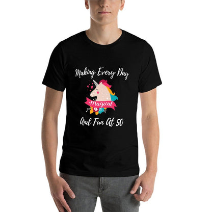 Magical Unicorn 50th Birthday Party - Fabulous Fun At 50 Premium  Ribbed Collar T-Shirt