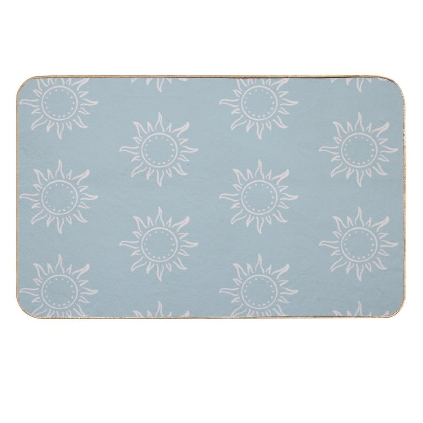 Cute Boho Sun Pattern Bohemian Aesthetic In Muted Colors Sky Blue  Easy Maintenance Bath Mat