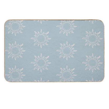 Cute Boho Sun Pattern Bohemian Aesthetic In Muted Colors Sky Blue  Easy Maintenance Bath Mat