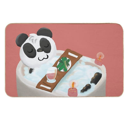 Bath Time Panda _ Self Care, Bubble Bath, Candles, Drink  Fade-Resistant Bath Mat