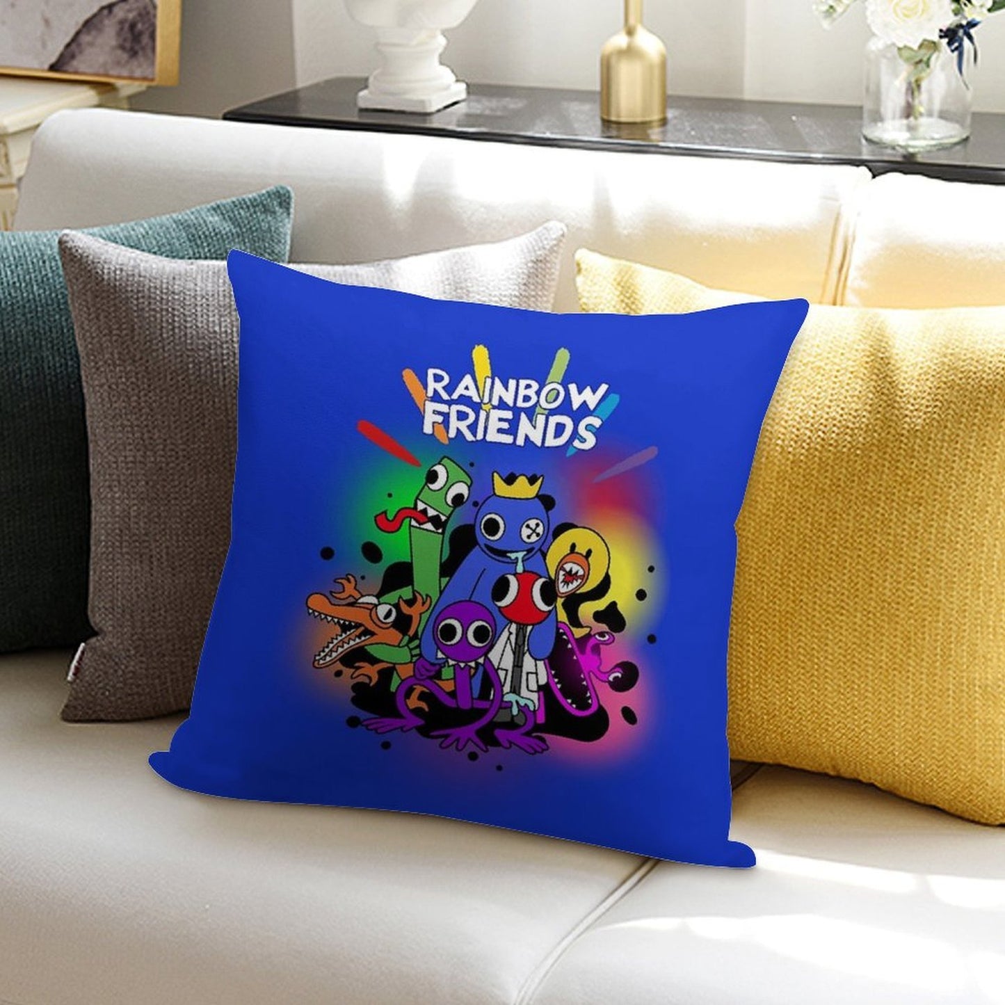 Rainbow Friends Hug It Out Colors Soft Bedroom Essential Throw Pillow