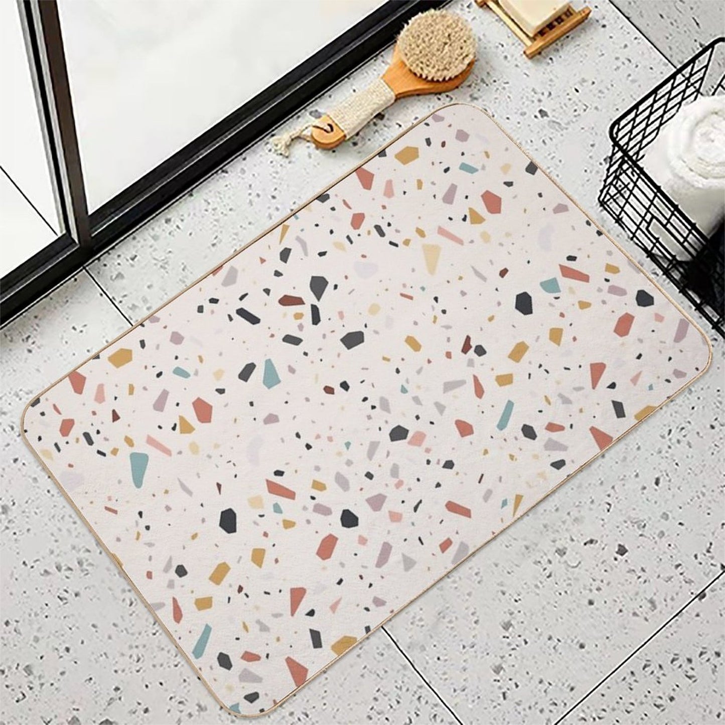 Colorful Aesthetic Terrazzo Design  Slip-Resistant Bath Mat