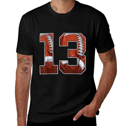 Football 13th Birthday Boy Thirteen 13 Years Old Bday Party Comfortable T-Shirt