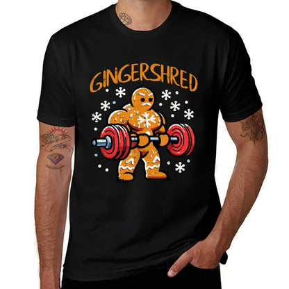 Christmas Gym Gingerbread Gingershred Xmas Workout Men Women  Rolled Sleeves T-Shirt