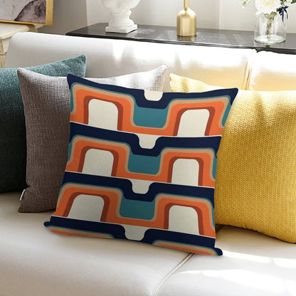 Mid-Century Modern Meets 1970s Orange & Blue Soft Durable Construction Throw Pillow