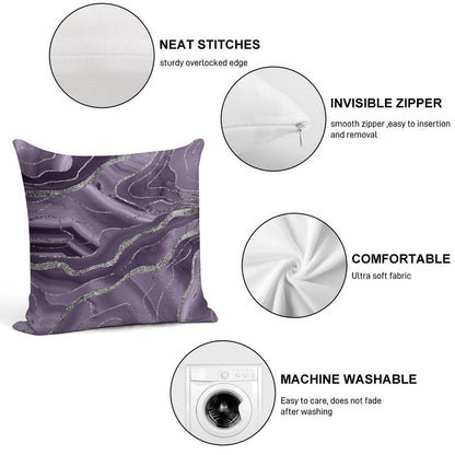 Lavender Agate Silver Glam #1 (Photo of Glitter Only - Not Reflective) Soft Durable Construction Throw Pillow