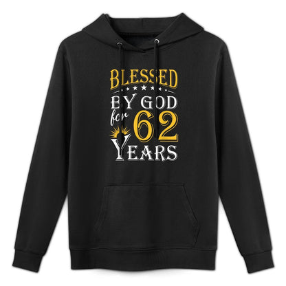 Vintage Blessed by God for 62 Years Happy 62nd Birthday Customizable Surface Hoodie