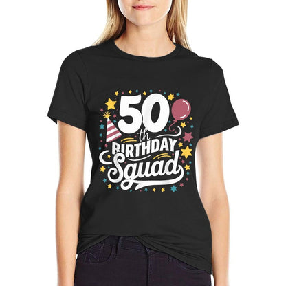 50th Birthday Squad Bday Party Family Friends Group Matching  Heathered Texture T-Shirt