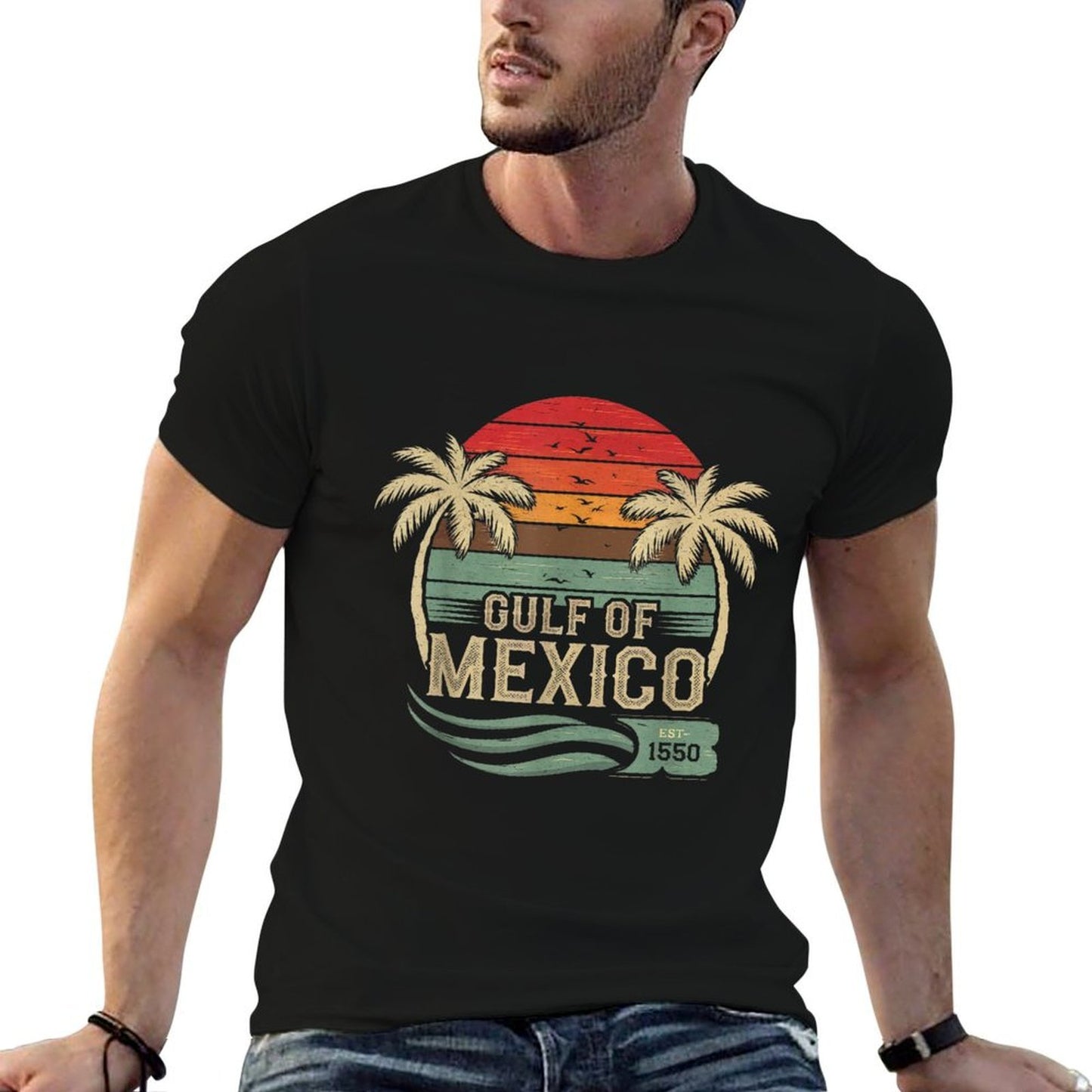 Gulf of Mexico Women Est 1550 Retro Vintage Beach  Versatile T-Shirt