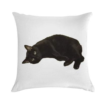 Black Cat Soft Shrink-Resistant Throw Pillow