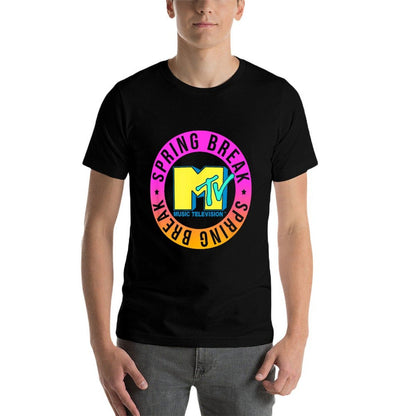 MTV Music Television Spring Break Gradient Color Logo  Wrinkle-resistant T-Shirt