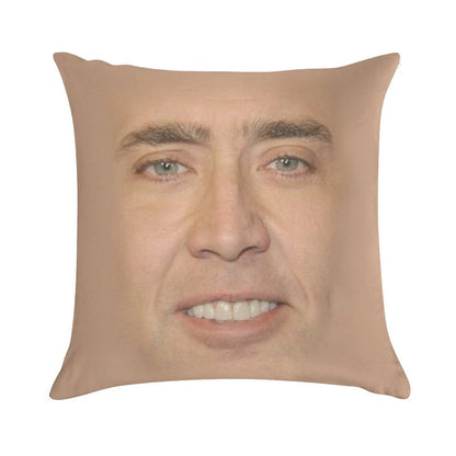Nicholas Cage Face Pattern Soft Short Plush Fabric Throw Pillow