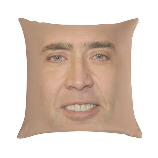 Nicholas Cage Face Pattern Soft Short Plush Fabric Throw Pillow