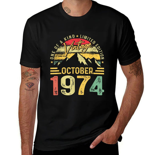 Vintage October 1974 50th Birthday Funny Men Women Birthday  Graphic-printed T-Shirt