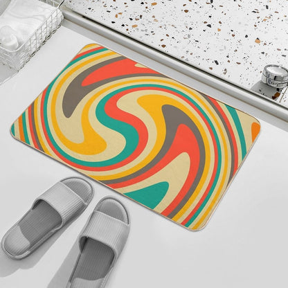 Retro Swirl  70s Colors Abstract  Versatile Bath Mat