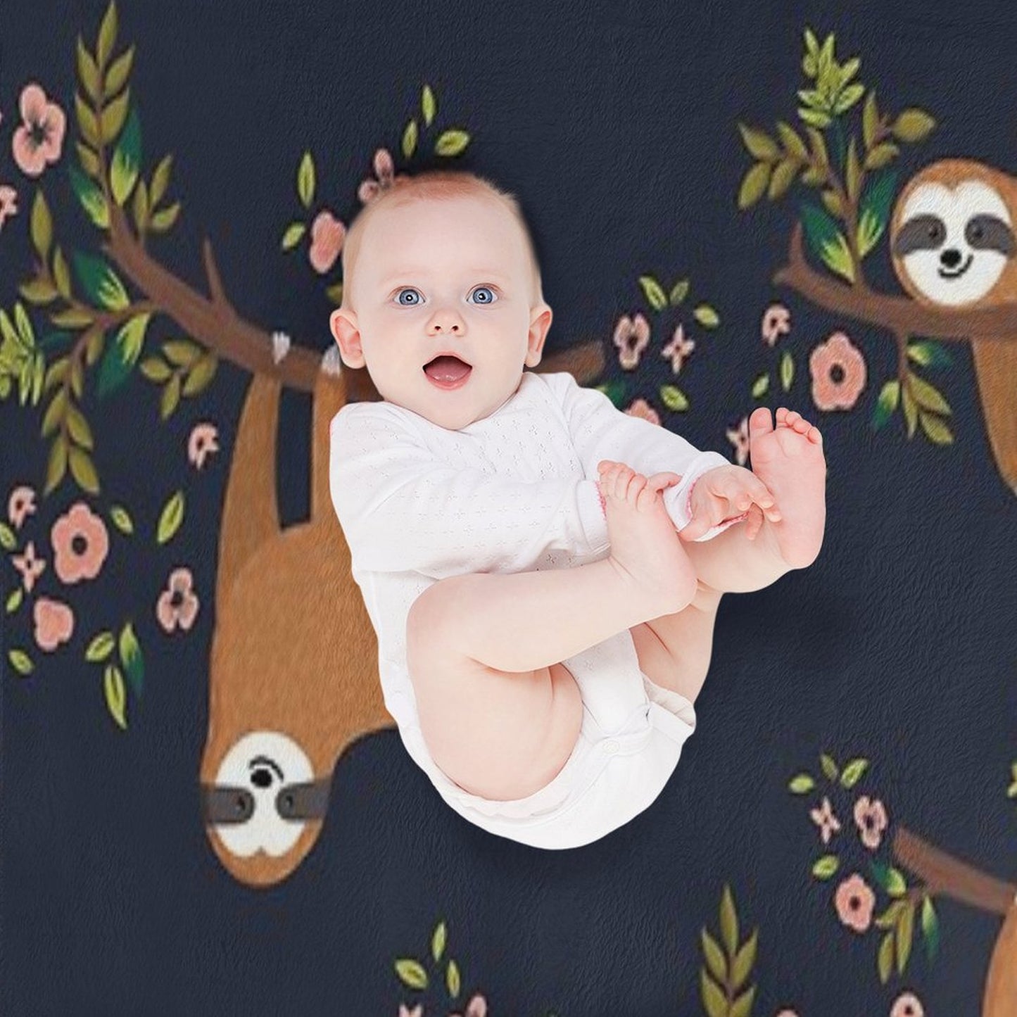 Sloth And Flower Anti-pilling Throw Blanket