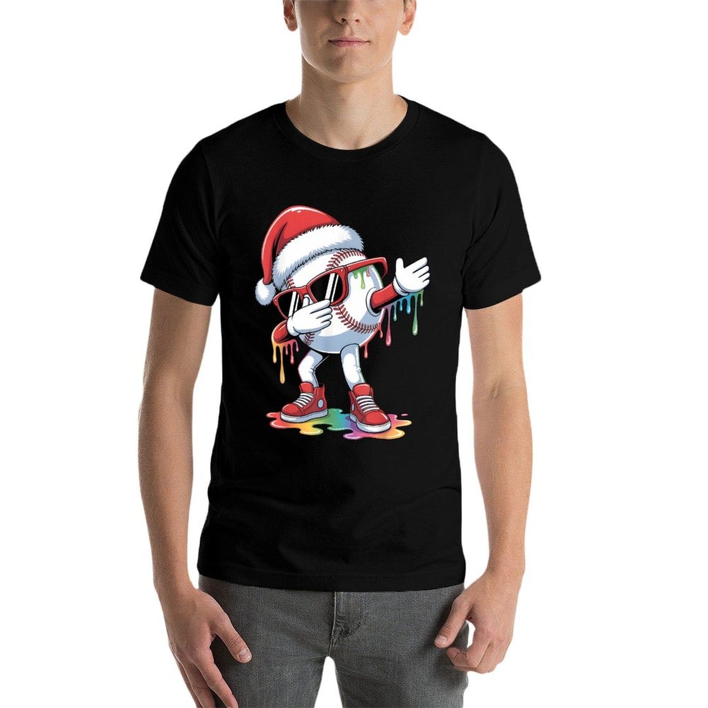 Christmas Baseball Ice Cream Dripping Santa Baseball Drip  Soft T-Shirt