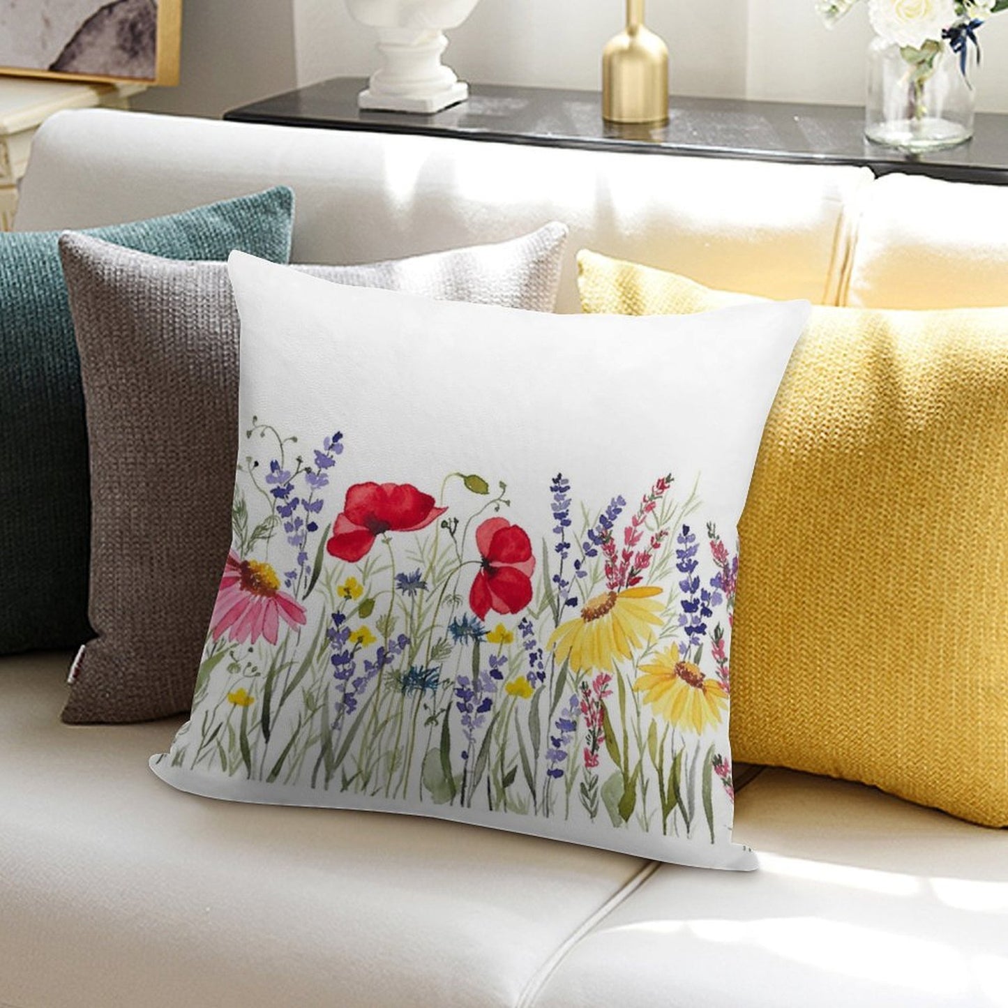 Wildflower Meadow Soft Anti-Pilling Throw Pillow
