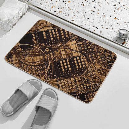 Analog Synthesizer  Illustration - Black , Brown  Easy Maintenance Bath Mat