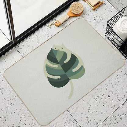 Cat And Plant 1 Monstera Cat Hug  Long-Lasting Bath Mat