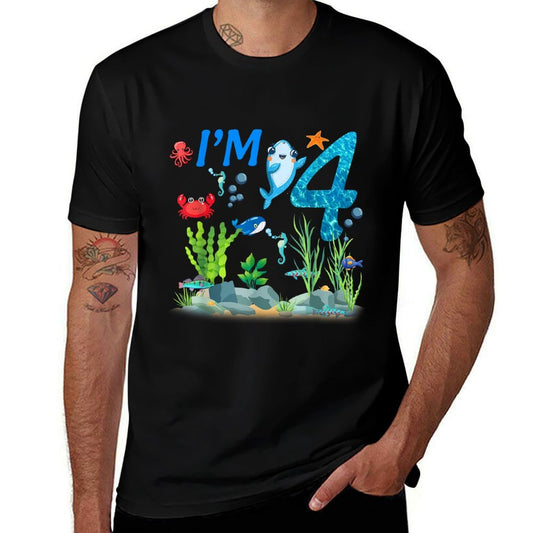 4 Year Old Ocean Themed Birthday Under The Sea 4th Birthday  Soft T-Shirt