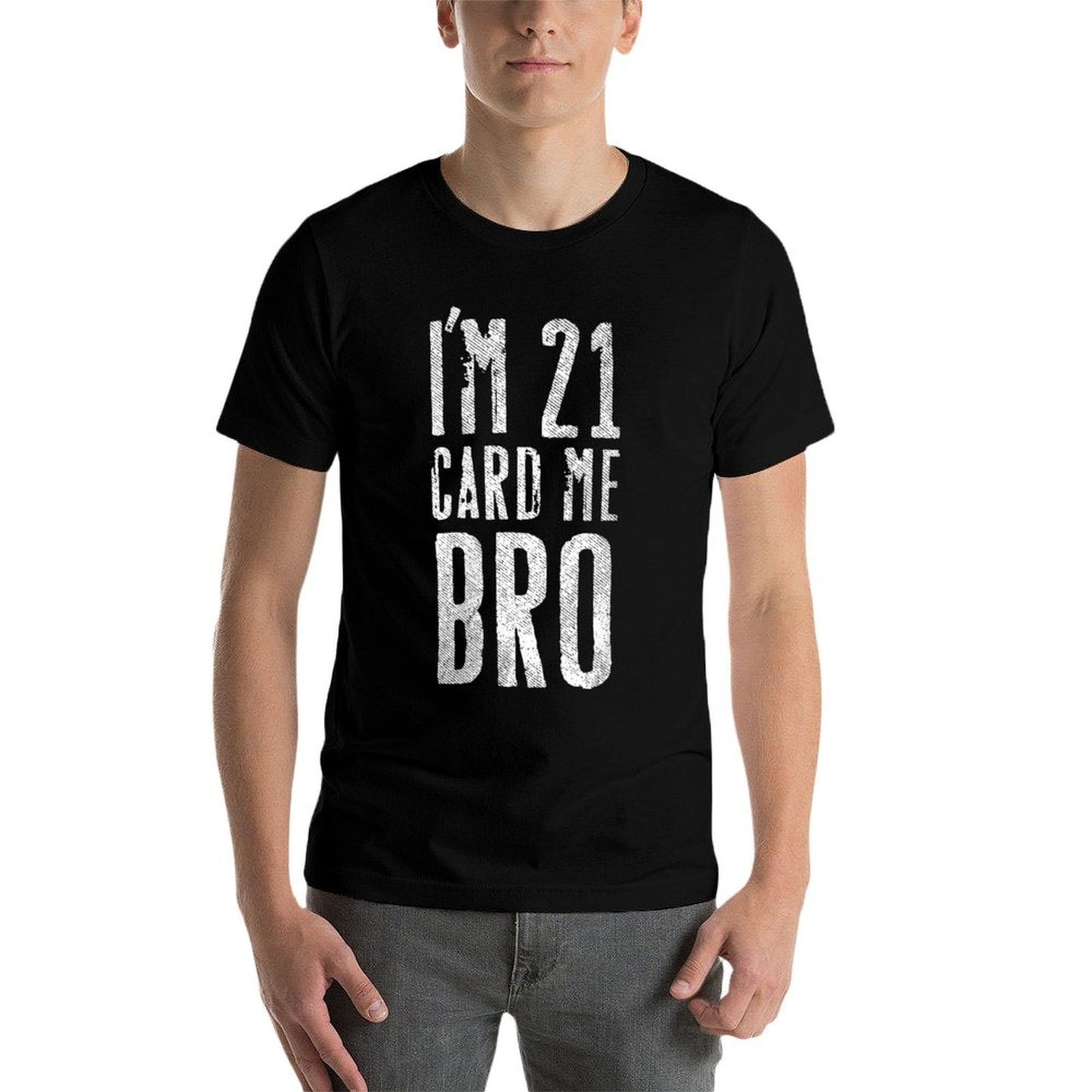 Womens I'm 21 Card Me Bro Funny 21st Birthday  Heathered Texture T-Shirt