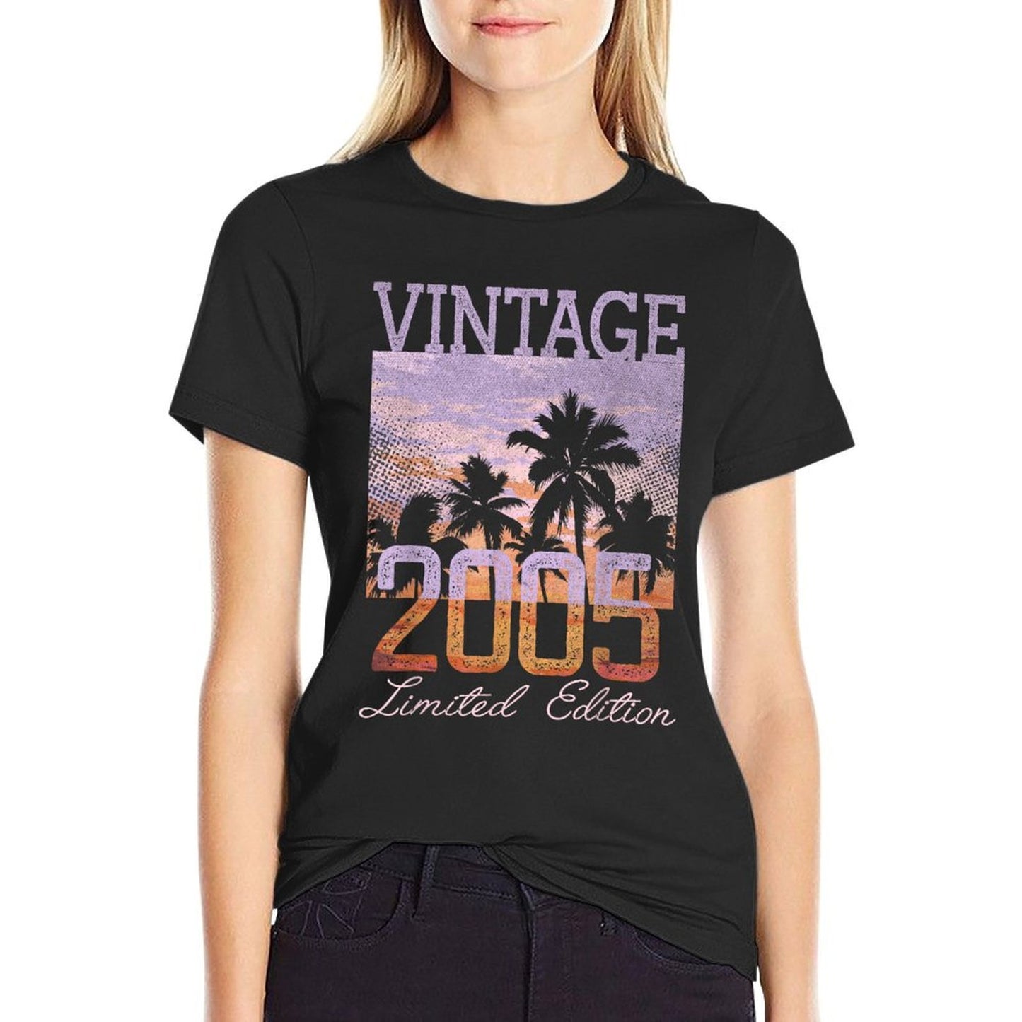 Vintage 2005 Limited Edition 20th Birthday 20 Year Old Gifts  Ribbed Collar T-Shirt