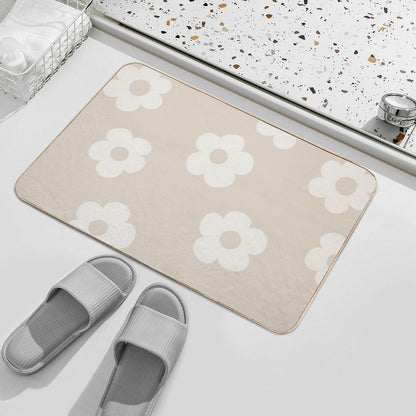 Chunky Retro Flowers - Sand  Multi-Purpose Bath Mat