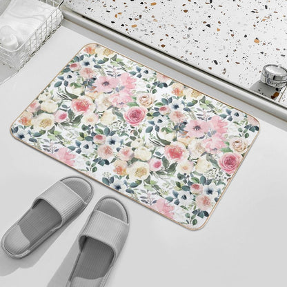 Romantic Watercolor Flowers  Multi-Purpose Bath Mat