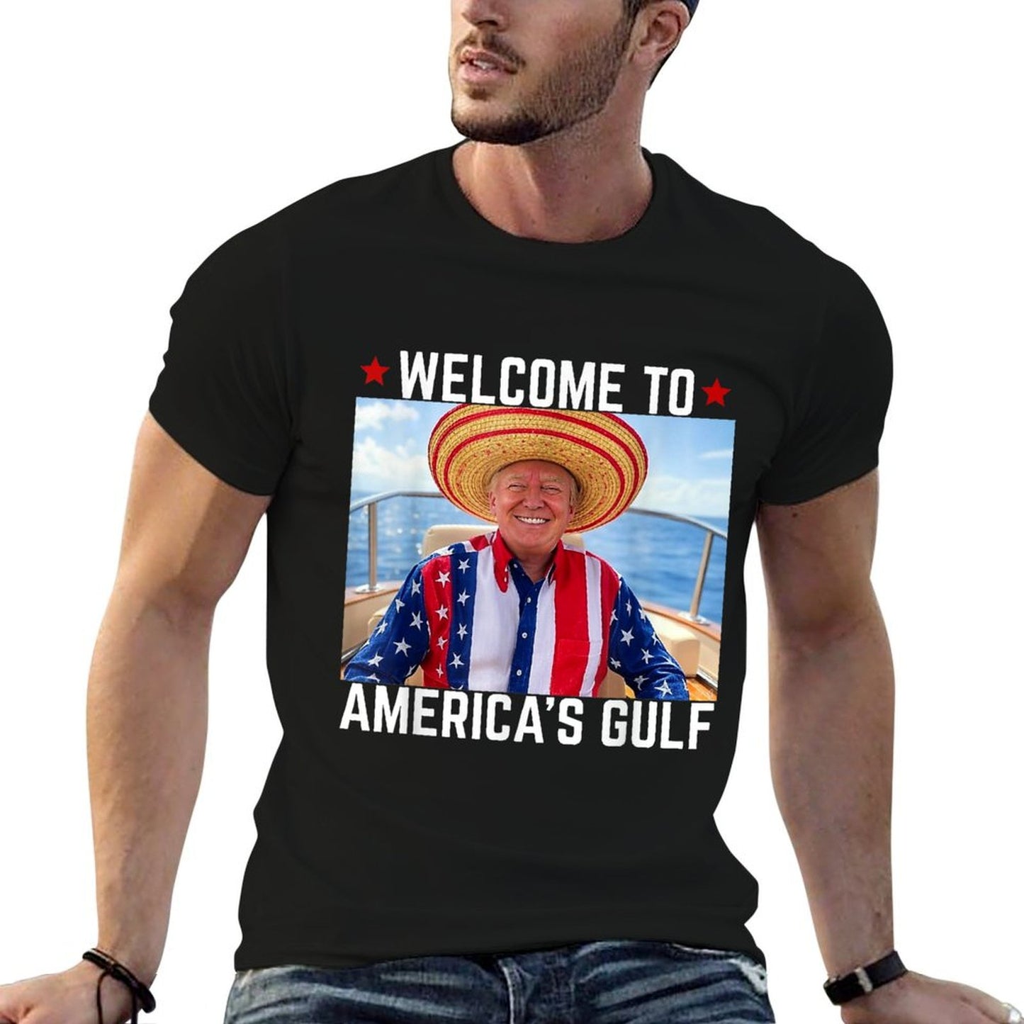 Trump America&#39;s Gulf Mexico President Trump Sombrero Stretchy T-Shirt