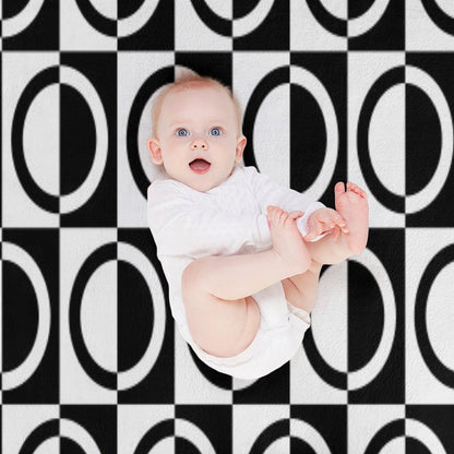 Black on White Circles And Squares Pattern Versatility Throw Blanket
