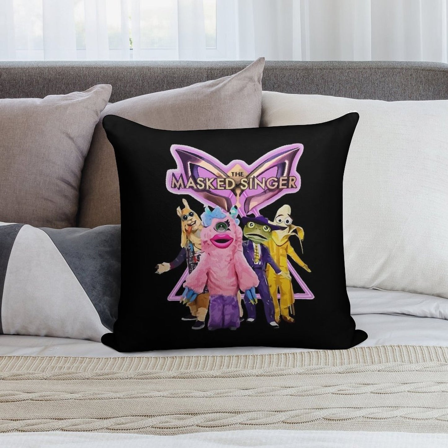 Awesome First Day The Masked Singer Merch Itv Masked Singer Awesome Since Soft Fade-Resistant Throw Pillow