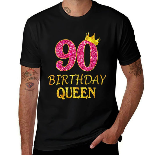 Womens 90 Years Old Birthday Queen Girl 90th Birthday Pink  Vintage-inspired T-Shirt