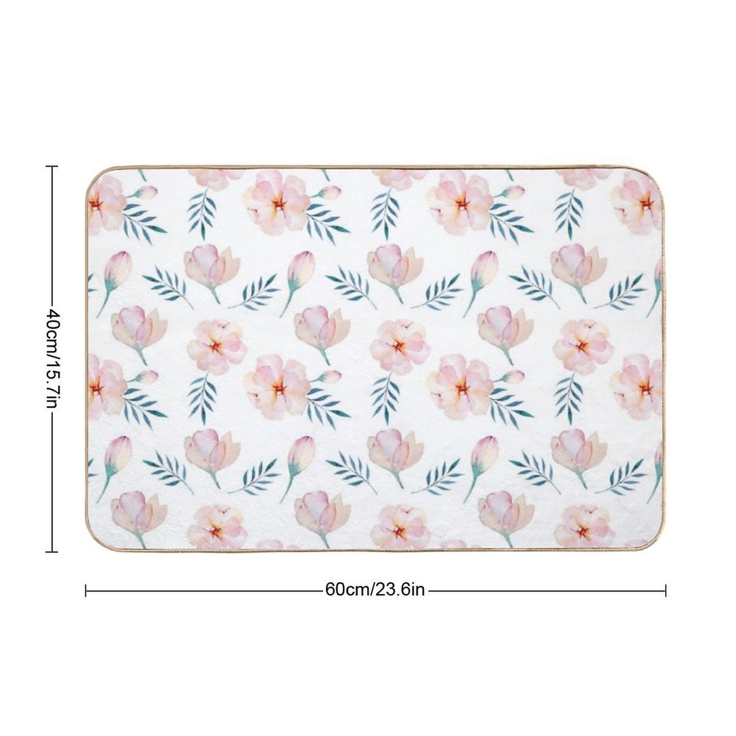 Romantic Pink Watercolor Floral Pattern  High-Traffic Bath Mat