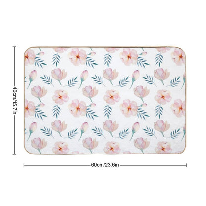 Romantic Pink Watercolor Floral Pattern  High-Traffic Bath Mat